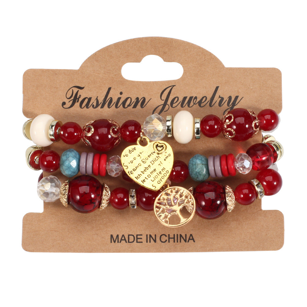 Boho Heart Cross Beaded Necklace