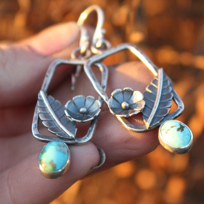 Turquoise Vintage Geometric Floral Earrings for Women - product image 5