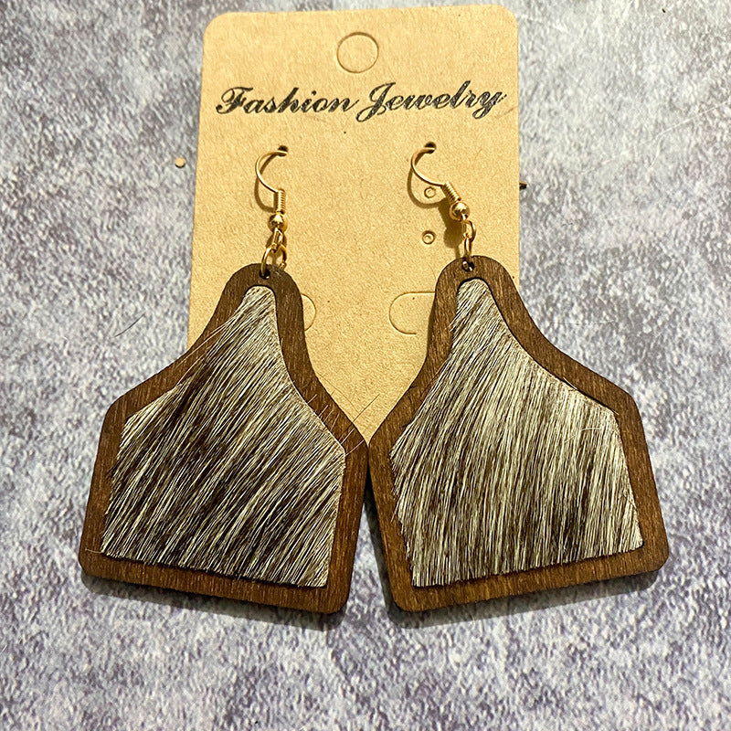 Western Vintage Horse Cross Wood Earrings - product image 2