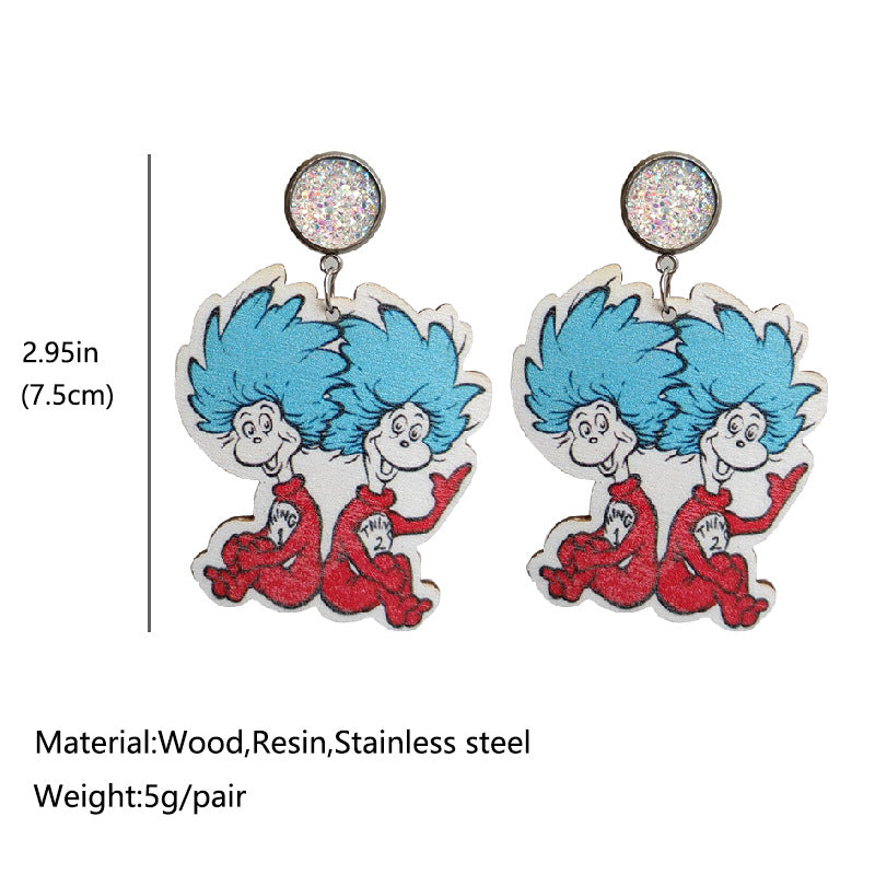 Cute Student-teacher Earrings - Shiny Stainless Steel Base - Steel Pin Studs - product image 4