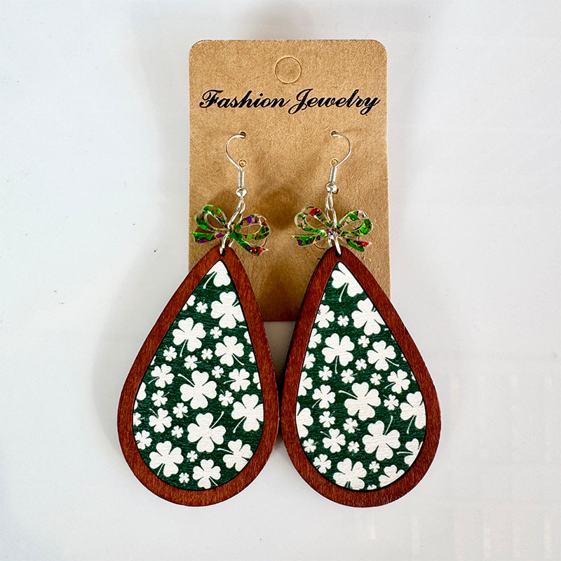 St. Patrick's Day Earrings - Bows - Water Drops - Four-leaf Clovers - Green - product image 9