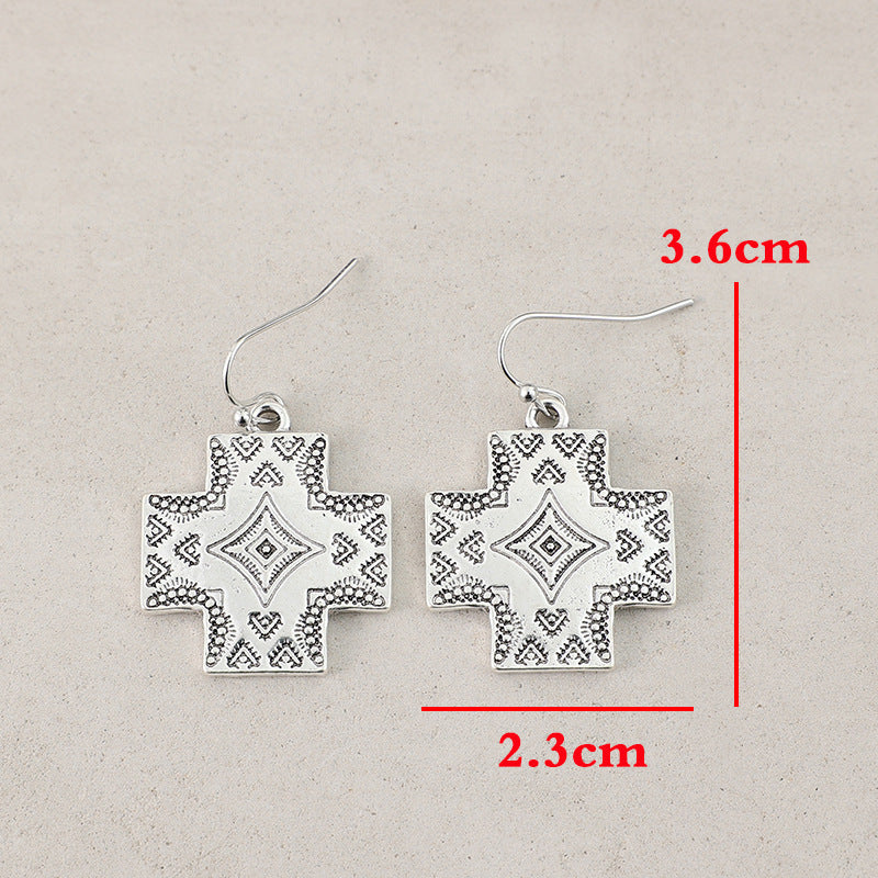 Boho Vintage Cross Earrings