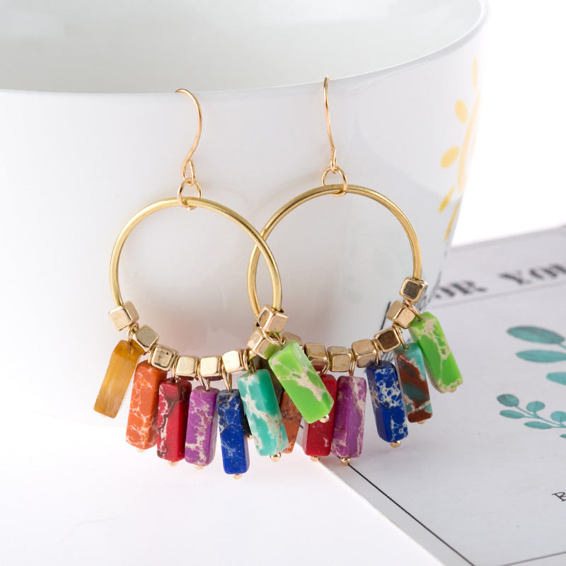Turquoise Boho Statement Cross Earrings for Women - product image 1
