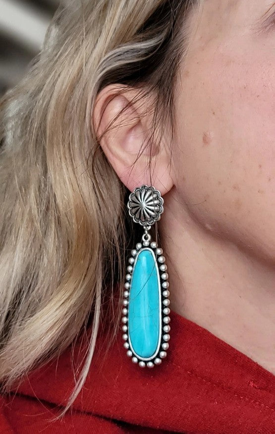 Turquoise Statement Floral Cross Earrings - product image 5
