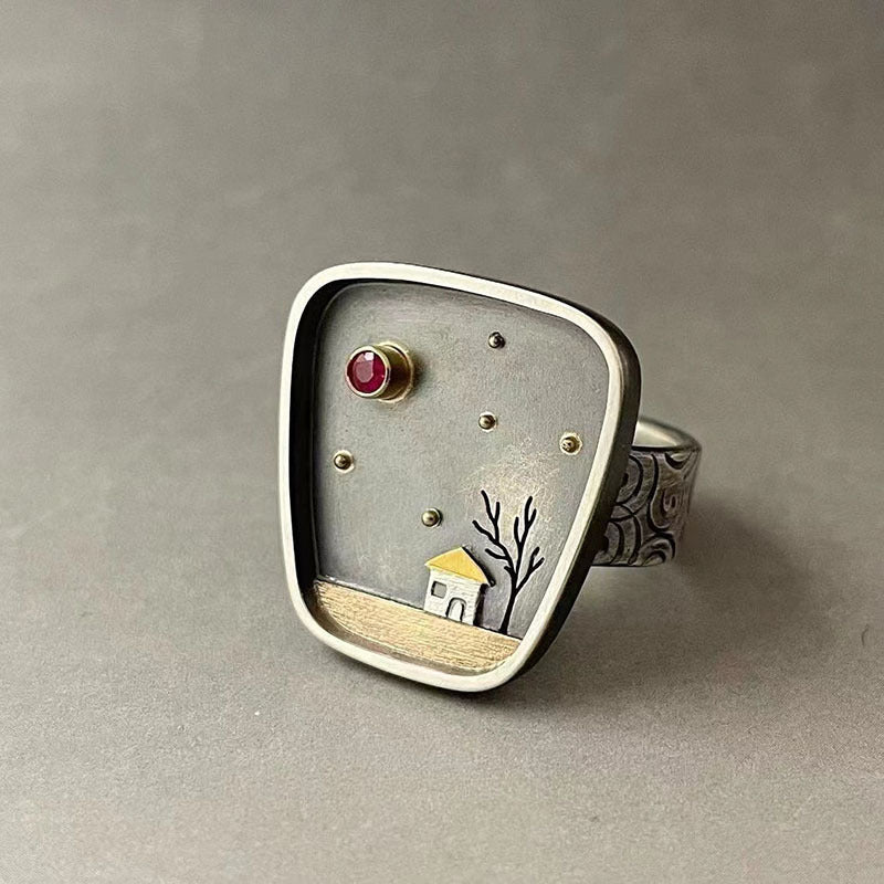 Vintage Geometric Crystal Ring for Women - product image 1