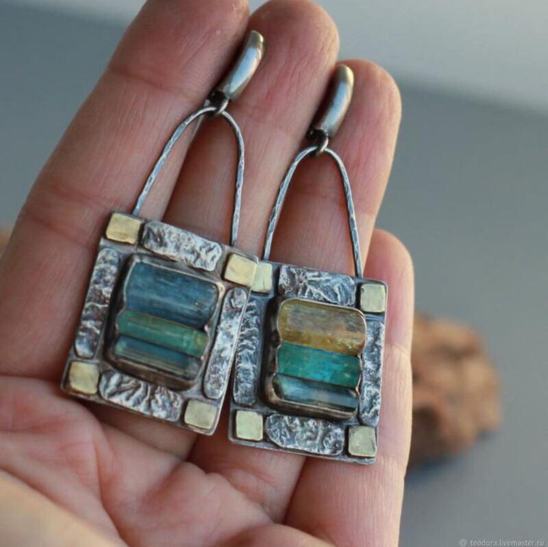 Vintage Geometric Cross Crystal Earrings - product image 1