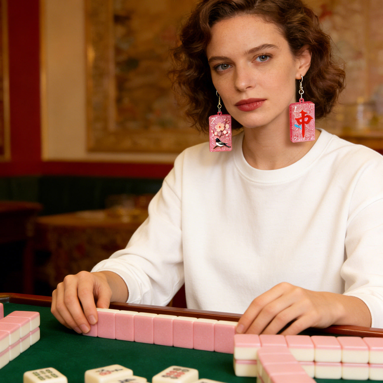 Sourced Jewelry: Popular Mahjong-themed Red Suit - Spades - and Clubs Fun - product image 2