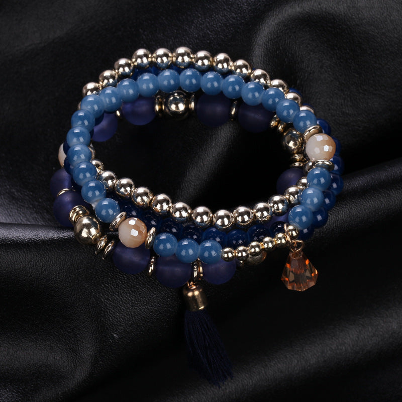 Women's Bracelets Multi-layered Glass Stone Bracelet Fabric Tassel Bracelet - product image 29