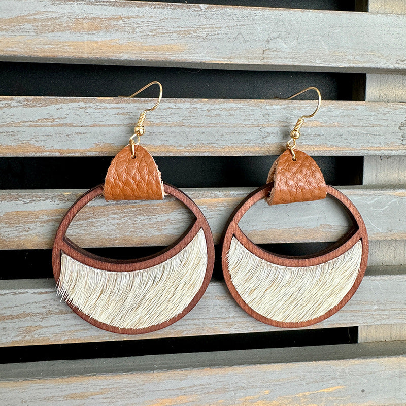 Western Statement Geometric Cross Leather Earrings - product image 9