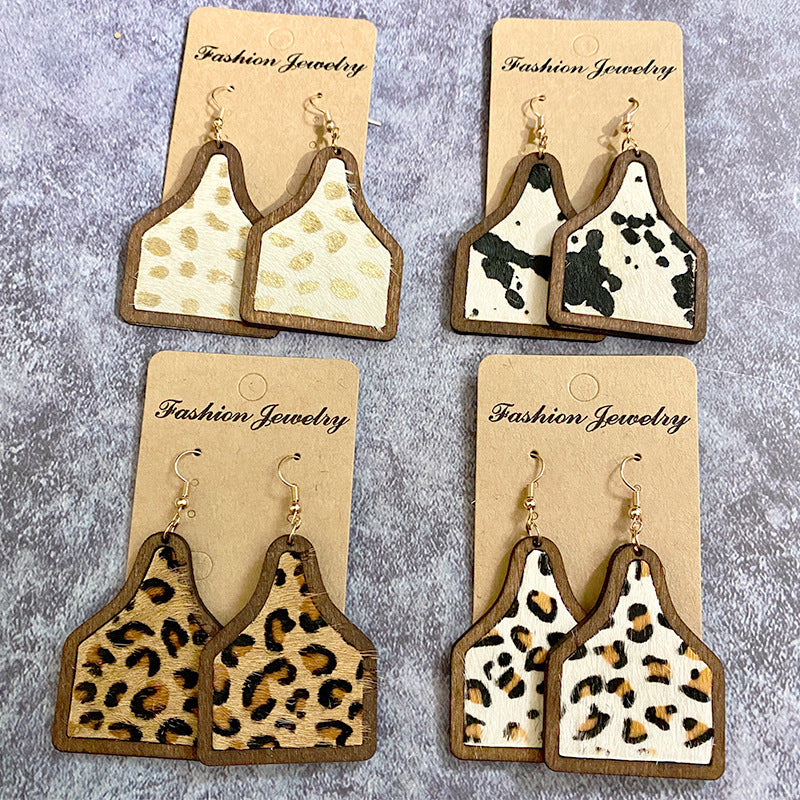 Western Boho Horse Cross Leather Earrings