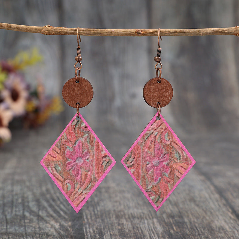 Boho Vintage Cross Wood Earrings - product image 1