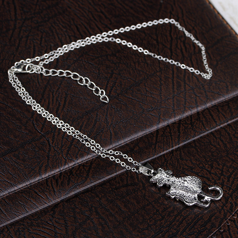 Fashion Jewelry Set with Diamonds - Black and White Cat Couple Necklace - - product image 8