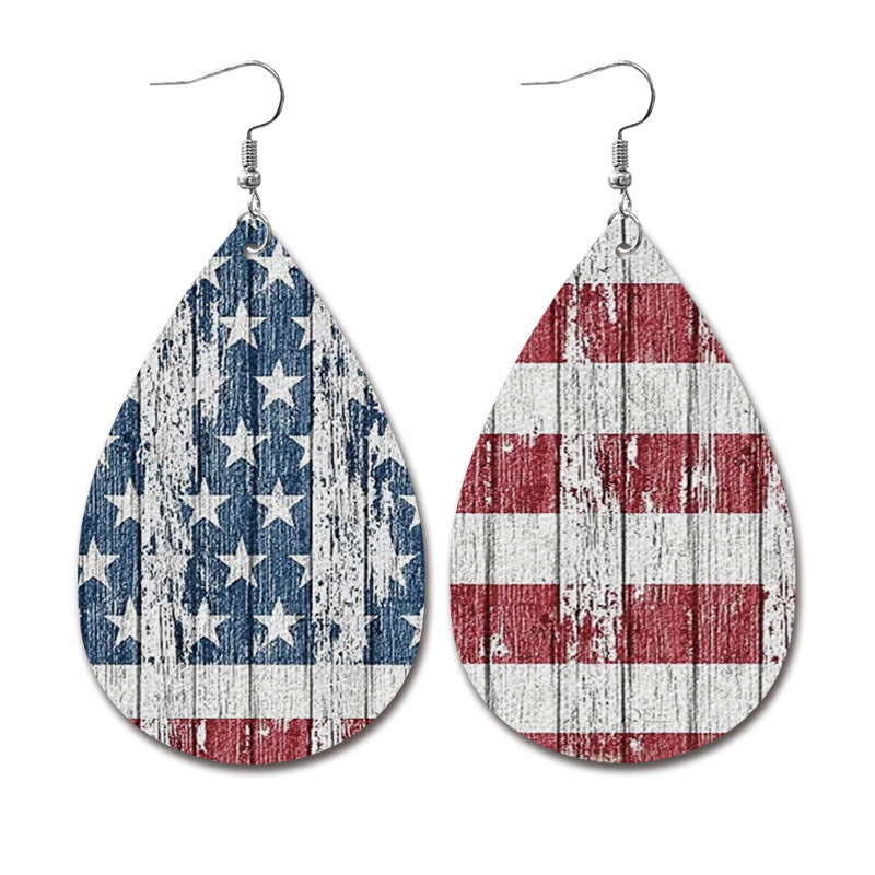 Vintage Cross Flag Leather Earrings - product image 5