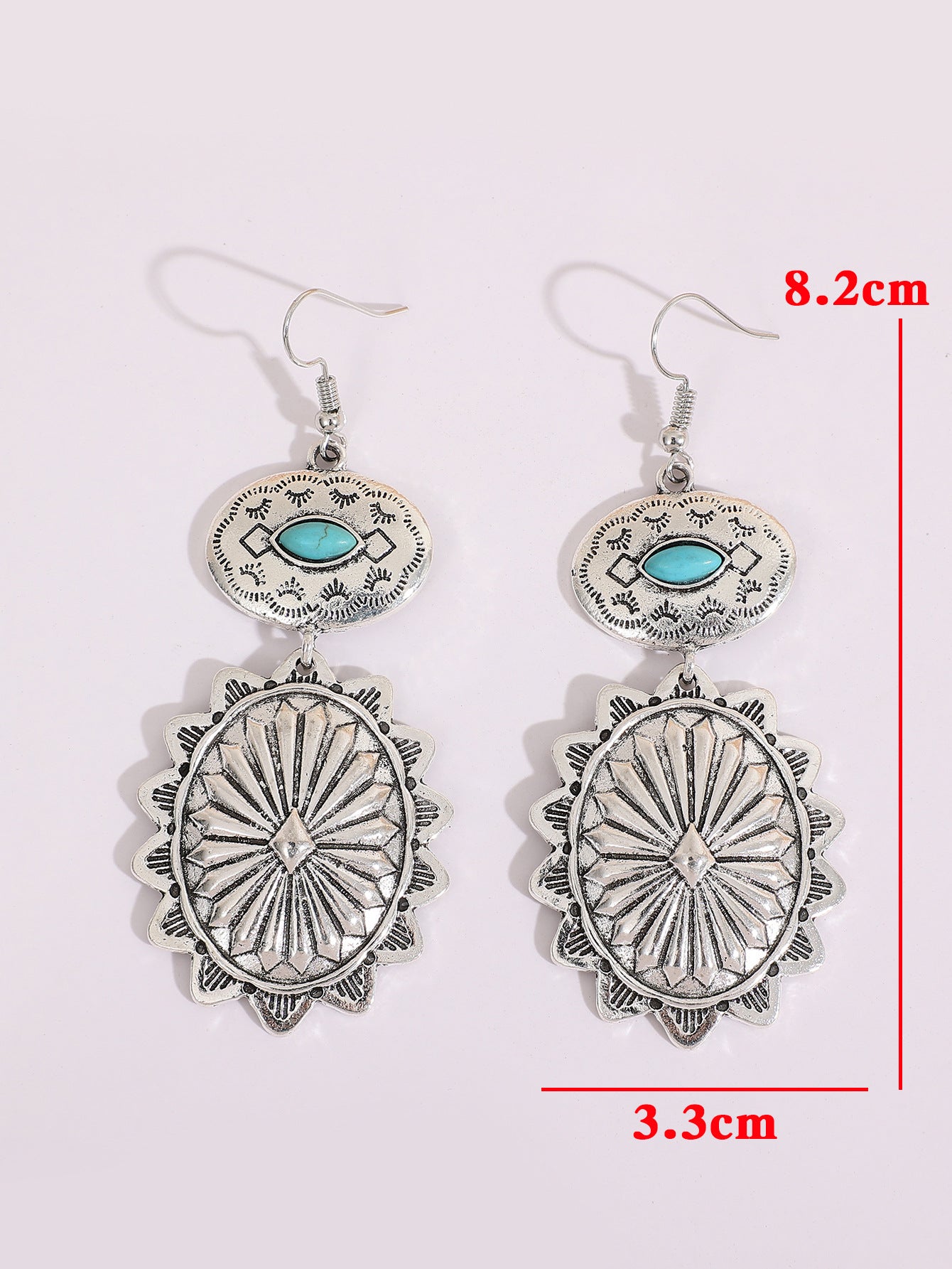 Western Turquoise Vintage Statement Cross Earrings