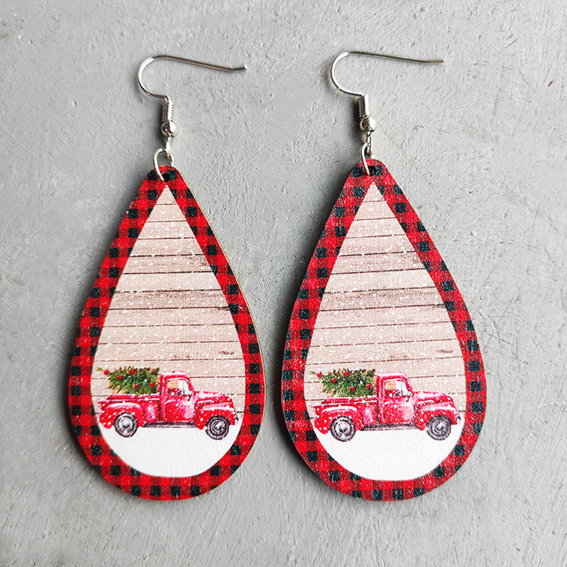 Christmas Earrings: Santa Claus - Gnome - Snowman - Red and Black Plaid - - product image 3