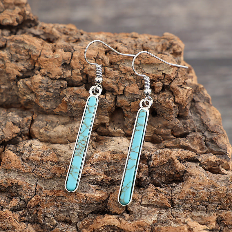 Western Turquoise Vintage Geometric Cross Earrings - product image 4