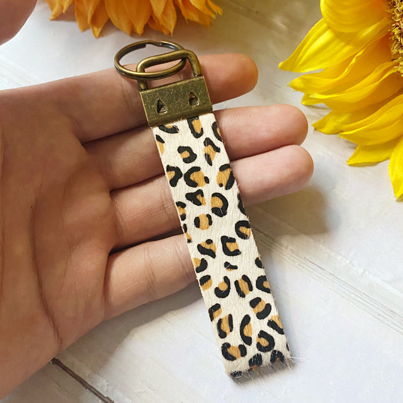 Boho Vintage Horse Cross Leather Keychain