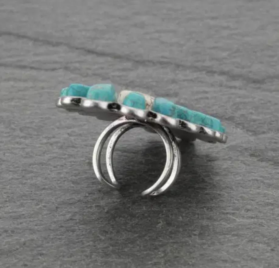 Turquoise Vintage Statement Cross Ring