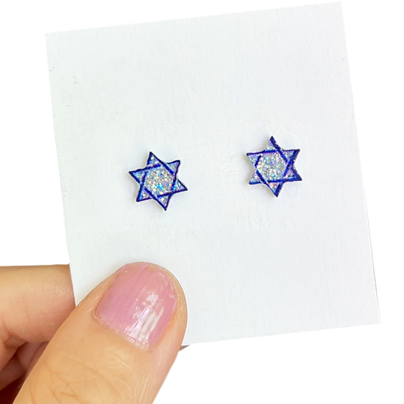 Supply Women's Fashion Earrings - Hanukkah Candlestick Star - Small and - product image 4