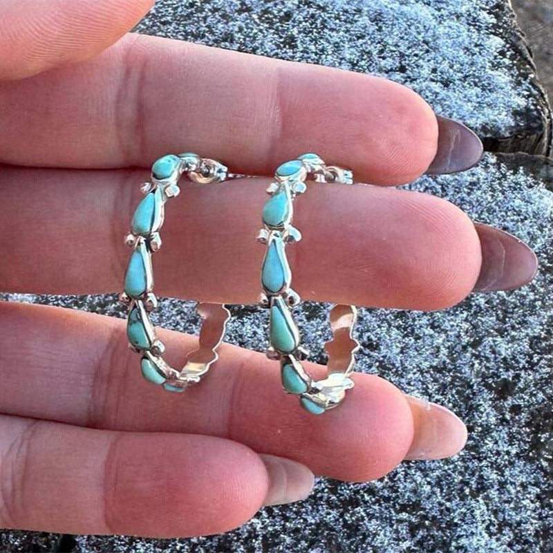 Western Turquoise Statement Cross Earrings - product image 1