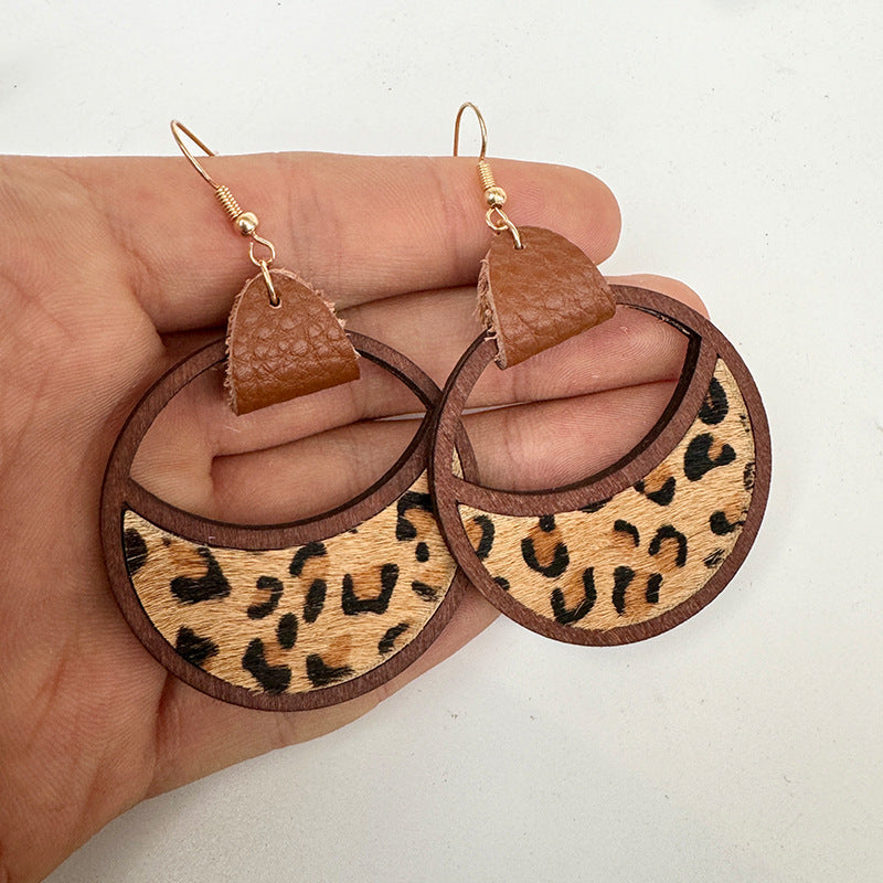 Western Statement Geometric Cross Leather Earrings - product image 3