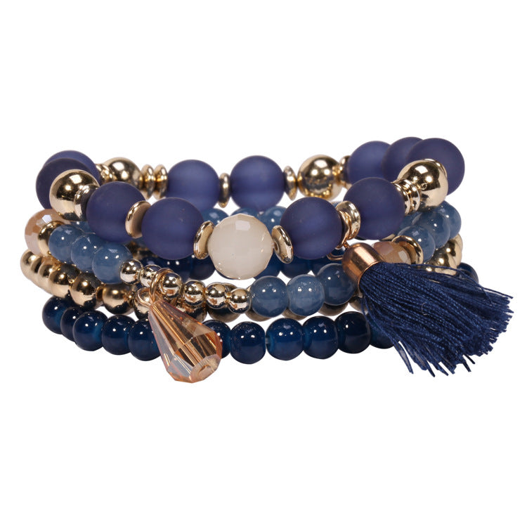 Women's Bracelets Multi-layered Glass Stone Bracelet Fabric Tassel Bracelet - product image 1