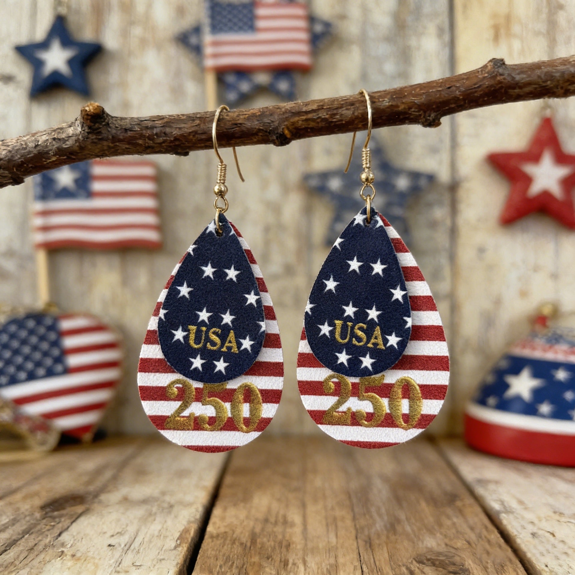 Cross Flag Leather Earrings