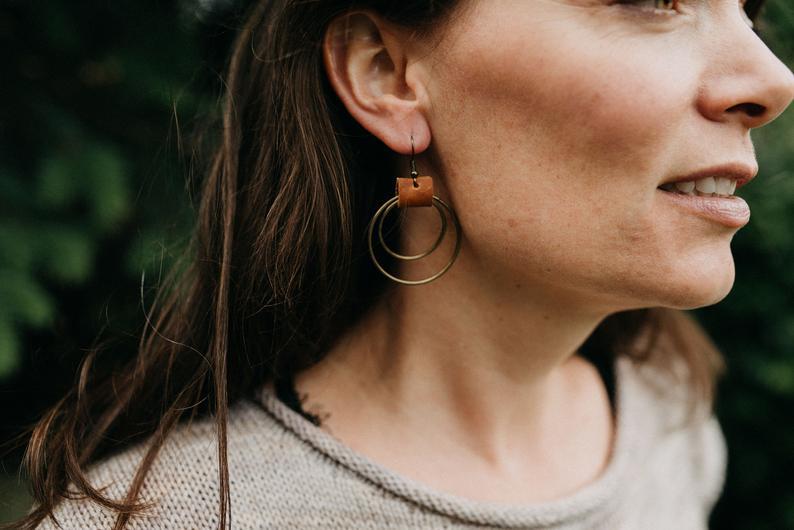 Vintage Cross Leather Earrings for Women - product image 4