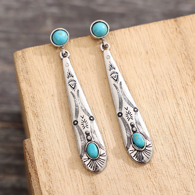Western Turquoise Boho Vintage Statement Earrings - product image 6