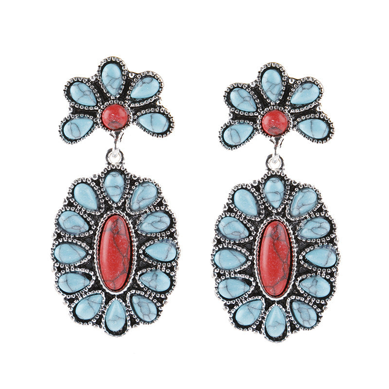 Turquoise Statement Cross Earrings - product image 1