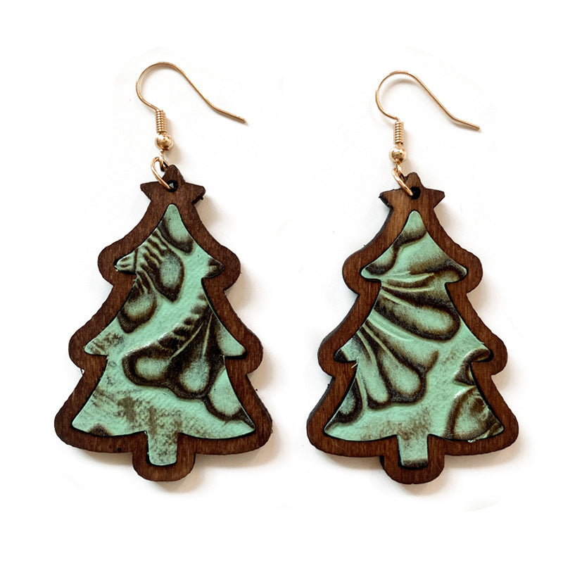 Western Vintage Wood Leather Earrings - product image 5