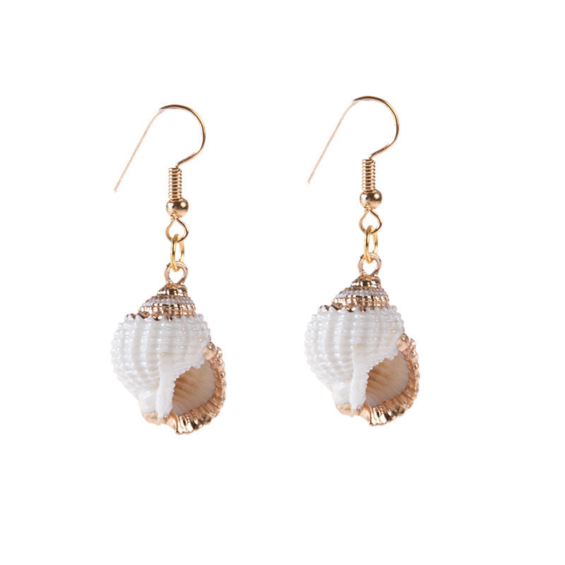 2019aliexpress's Gold-rimmed Ocean-style Conch and Shell Earrings Are - product image 4