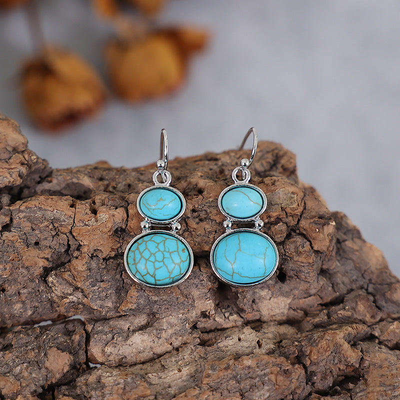 Turquoise Boho Vintage Cross Earrings - product image 4