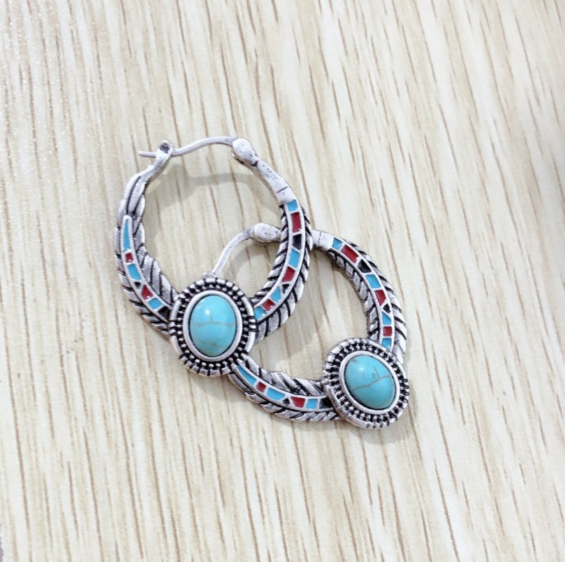 Turquoise Feather Earrings