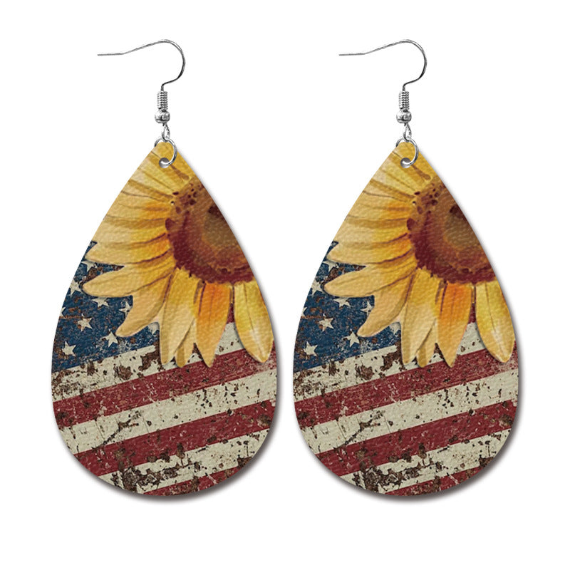 Vintage Cross Flag Leather Earrings - product image 2