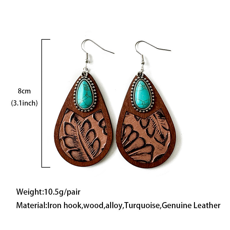 Western Vintage Horse Cross Leather Earrings - product image 4