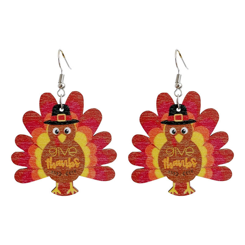 Thanksgiving Turkey Earrings - Water Drop Polka Dot Football Sports Earrings - product image 5