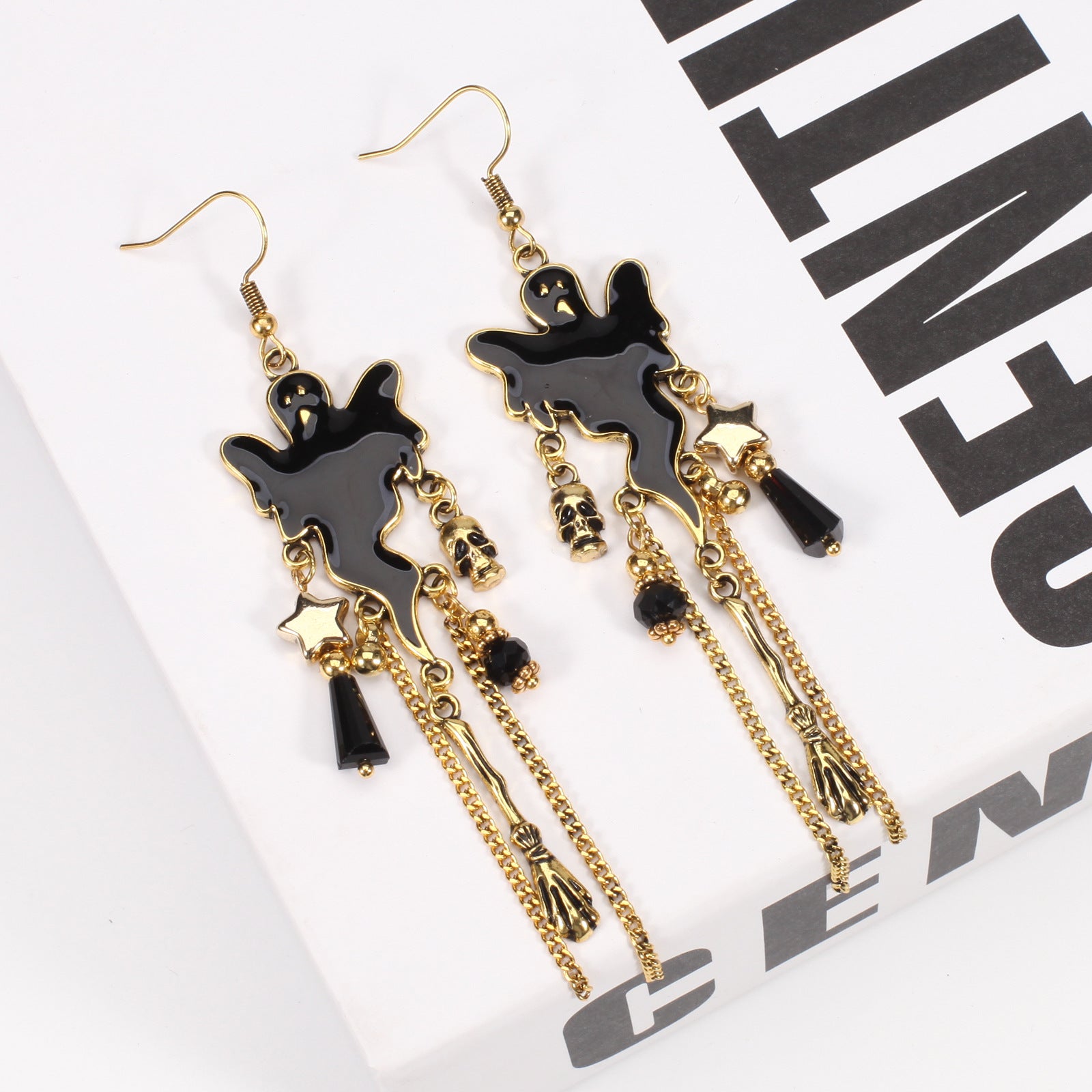 Halloween Earrings Pumpkin Hat Ghost Skull Bat Spider Web Pattern Earrings - product image 23