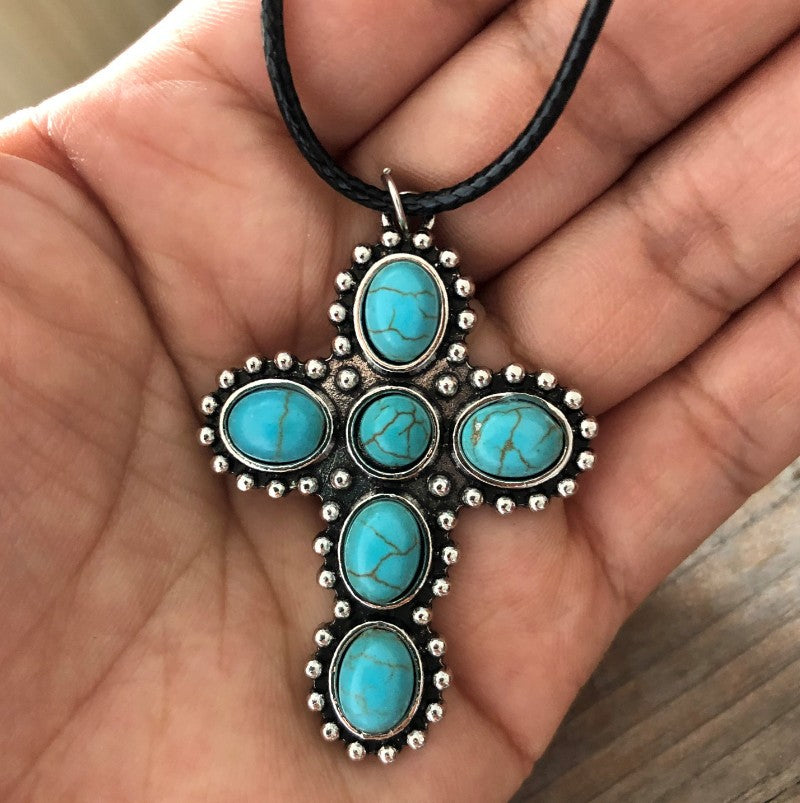 Turquoise Vintage Cross Necklace - product image 1