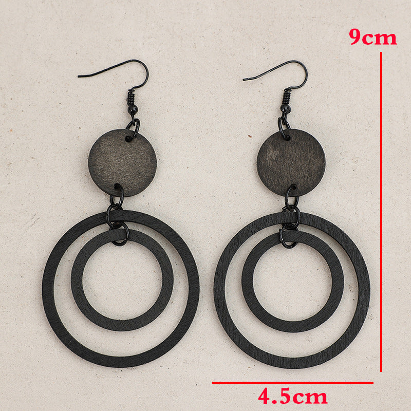 Vintage Cross Wood Earrings