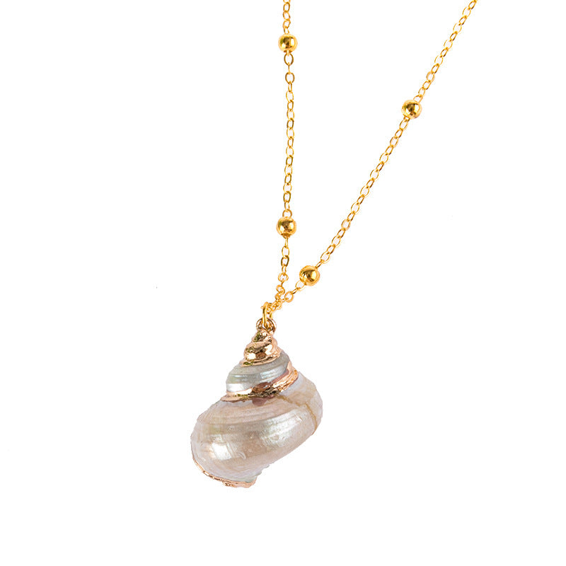 2019aliexpress : Ocean‑style Necklace with Gold‑trimmed Seashells and Conch - product image 4