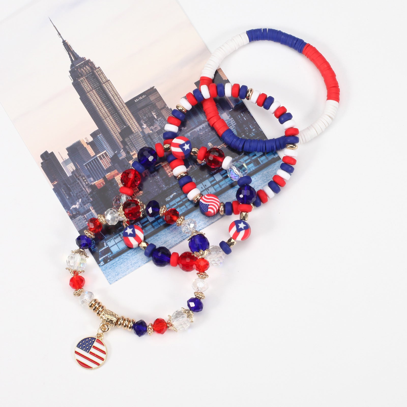 Flag Beaded Crystal Bracelet