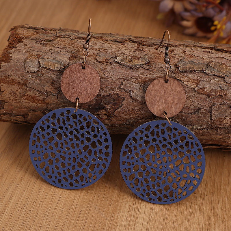 Boho Vintage Cross Wood Leather Earrings - product image 14