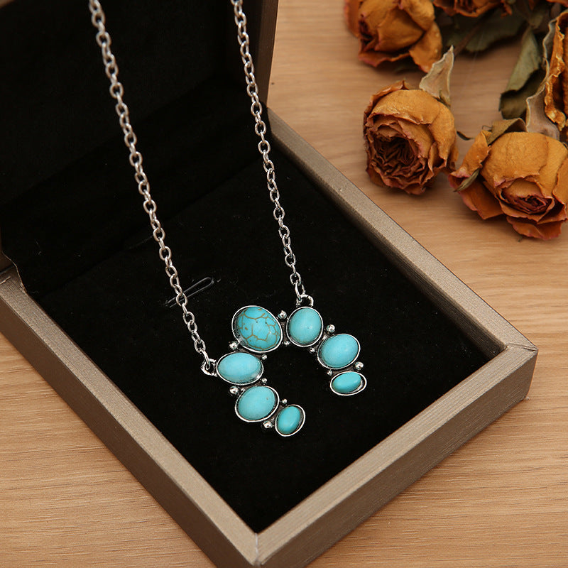 Turquoise Boho Vintage Floral Necklace - product image 1