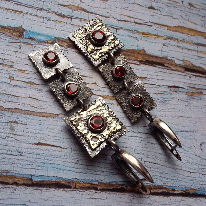 Vintage Geometric Cross Crystal Earrings - product image 3
