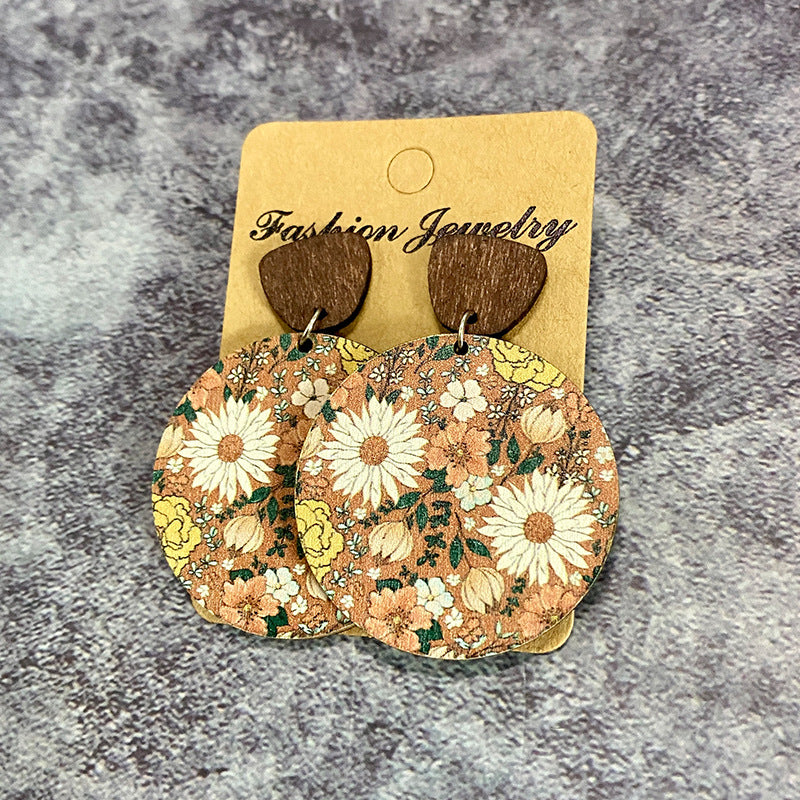 Western Boho Floral Cross Wood Earrings - product image 9