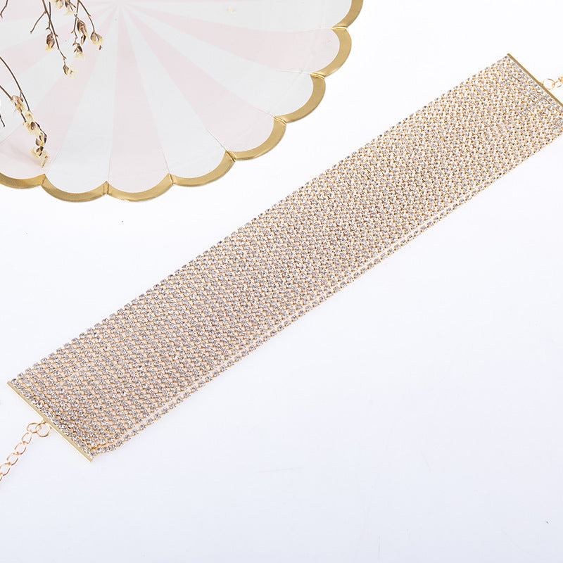 Multi-Strand Crystal Rhinestone Choker Necklace