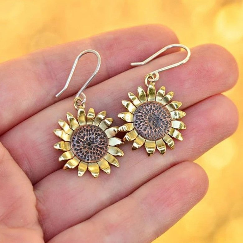 Vintage Floral Cross Earrings