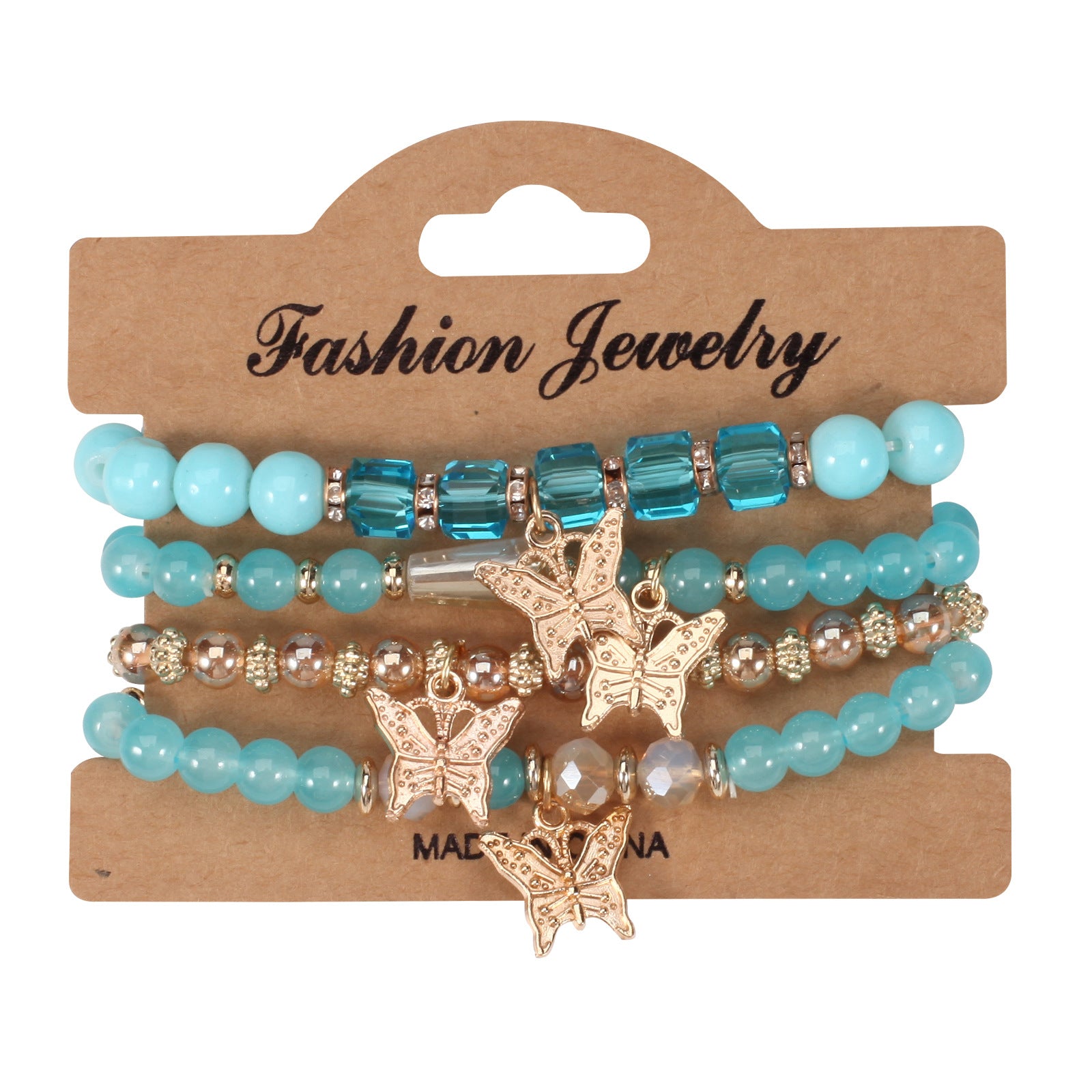 Boho Butterfly Beaded Crystal Jewelry Set
