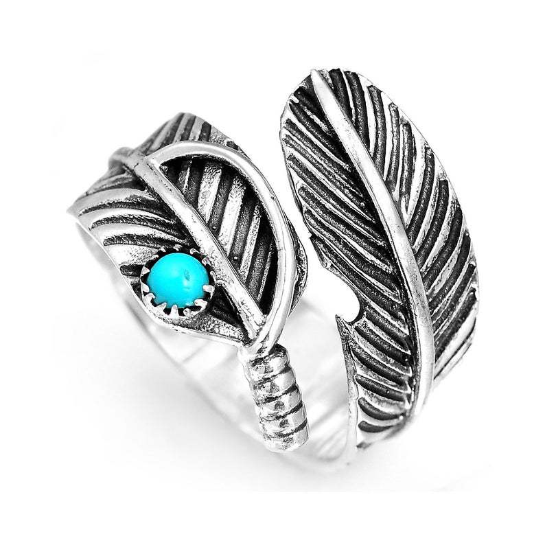 Turquoise Vintage Feather Cross Ring - product image 1